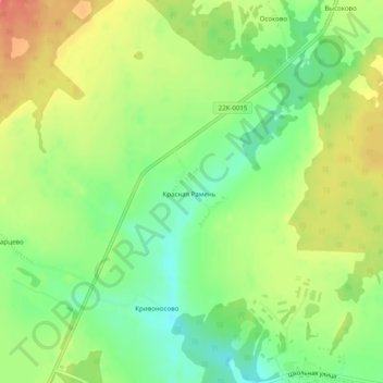 Mappa topografica Красная Рамень, altitudine, rilievo