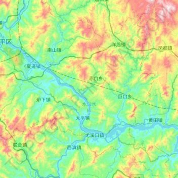 Mappa topografica 闽江, altitudine, rilievo