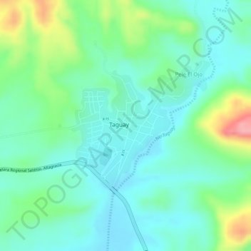 Mappa topografica Taguay, altitudine, rilievo