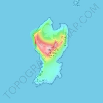 Mappa topografica Isla de Montaña Clara, altitudine, rilievo