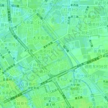 Mappa topografica 大关街道, altitudine, rilievo