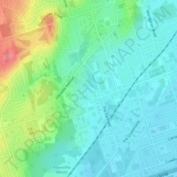 Mappa topografica Wentworth Park, altitudine, rilievo