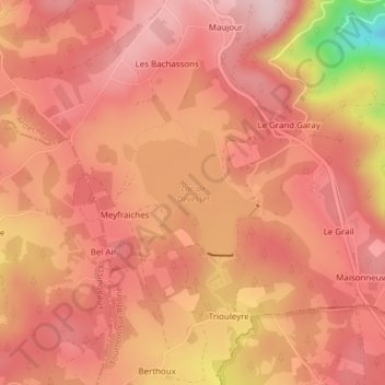 Mappa topografica Lac de Devesset, altitudine, rilievo