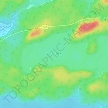 Mappa topografica Mills Lake, altitudine, rilievo