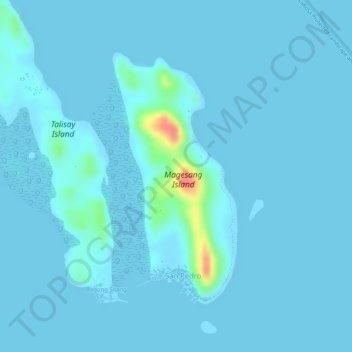 Mappa topografica Magesang Island, altitudine, rilievo