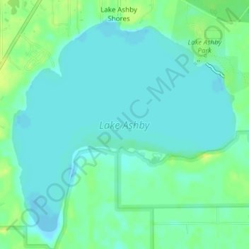 Mappa topografica Lake Ashby, altitudine, rilievo
