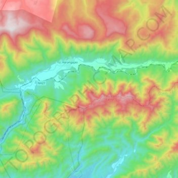 Mappa topografica Jatinga, altitudine, rilievo