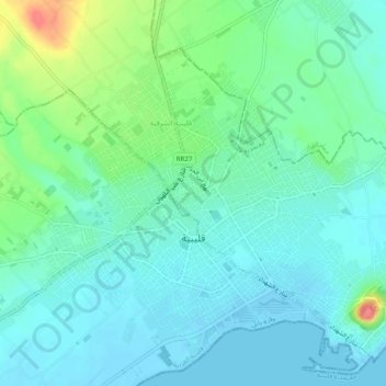 Mappa topografica قليبية, altitudine, rilievo