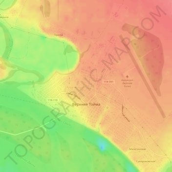 Mappa topografica Верхняя Тойма, altitudine, rilievo