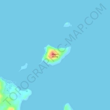 Mappa topografica Magais Island, altitudine, rilievo