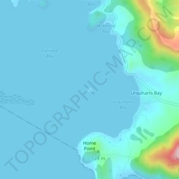 Mappa topografica Calliope Island, altitudine, rilievo