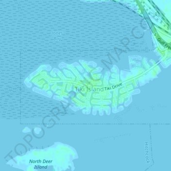 Mappa topografica Galveston County, altitudine, rilievo