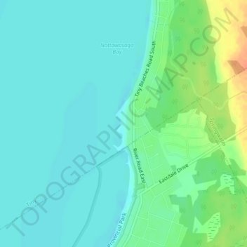 Mappa topografica Allenwood Beach, altitudine, rilievo