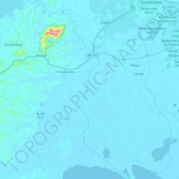 Mappa topografica Rio Ururaí, altitudine, rilievo
