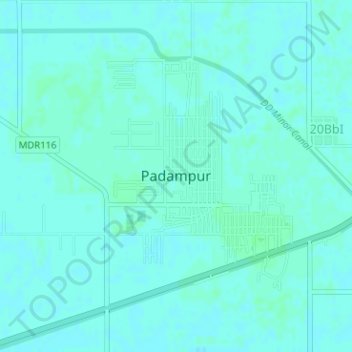 Mappa topografica Padampur, altitudine, rilievo