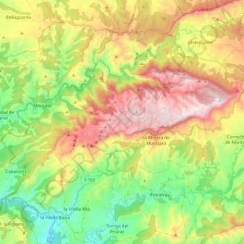 Mappa topografica Parc Natural de la Serra de Montsant, altitudine, rilievo