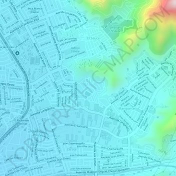 Mappa topografica parque regadores de zarate SJL, altitudine, rilievo