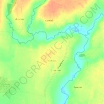 Mappa topografica Глебово, altitudine, rilievo