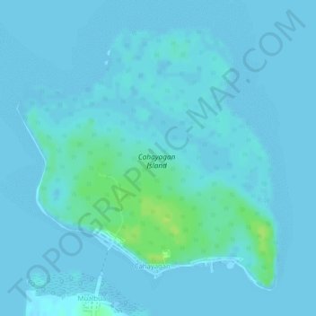 Mappa topografica Cahayagan Island, altitudine, rilievo