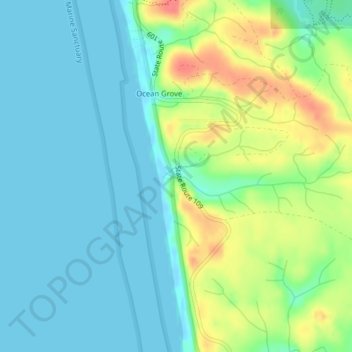 Mappa topografica Roosevelt Beach Conservation Area, altitudine, rilievo