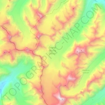 Mappa topografica Drang Drung Glacier, altitudine, rilievo