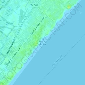 Mappa topografica Holiday Beach, altitudine, rilievo