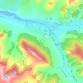 Mappa topografica Куяча, altitudine, rilievo