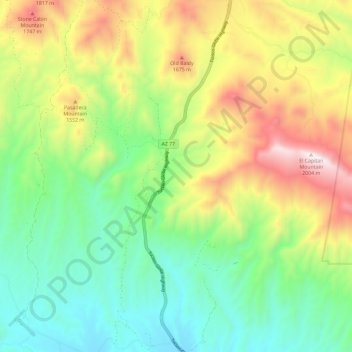 Mappa topografica El Capitan Canyon, altitudine, rilievo