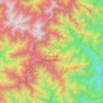 Mappa topografica Yordi-Rabe Supse WLS, altitudine, rilievo