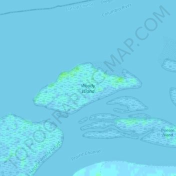 Mappa topografica Woody Island, altitudine, rilievo