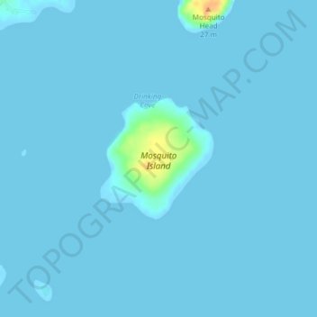 Mappa topografica Mosquito Island, altitudine, rilievo