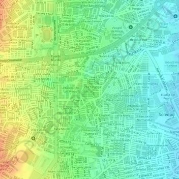 Mappa topografica Parque Cancha Villa Katanga, altitudine, rilievo