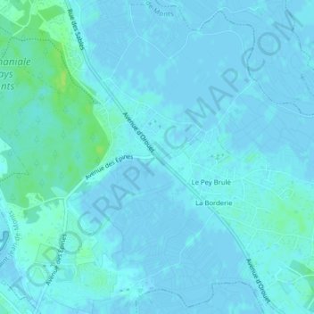Mappa topografica Orouet, altitudine, rilievo