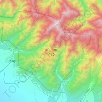 Mappa topografica Mehao WLS, altitudine, rilievo
