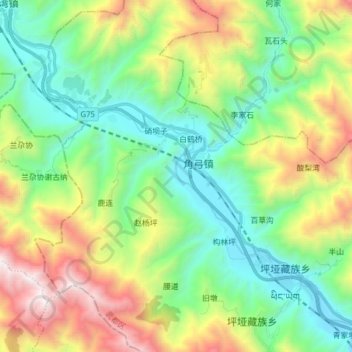 Mappa topografica 白龙江, altitudine, rilievo