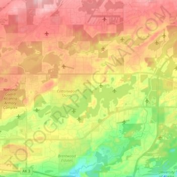 Mappa topografica Lakes, altitudine, rilievo