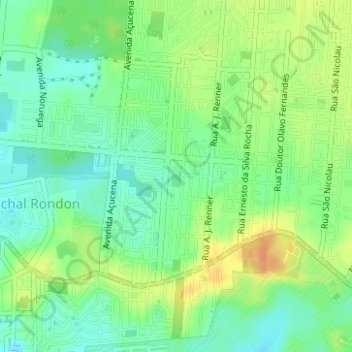 Mappa topografica Praça Hércules, altitudine, rilievo