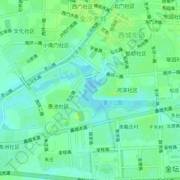 Mappa topografica 金沙湖, altitudine, rilievo