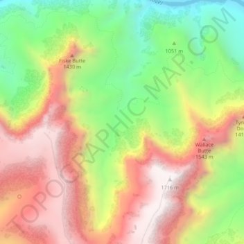 Mappa topografica Copper Canyon, altitudine, rilievo