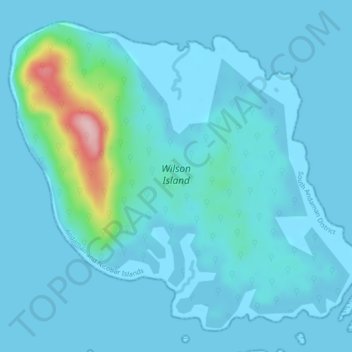 Mappa topografica Wilson Island, altitudine, rilievo