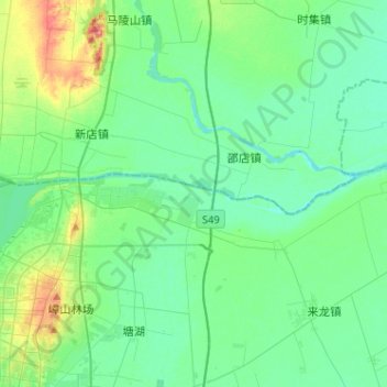 Mappa topografica 新沂河, altitudine, rilievo