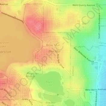 Mappa topografica Bow Mar, altitudine, rilievo
