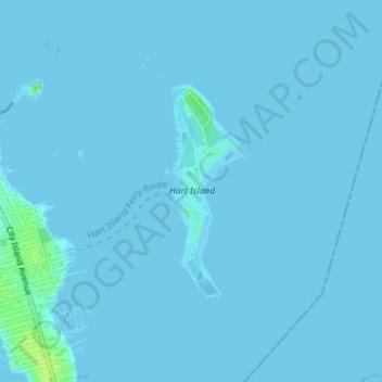 Mappa topografica Hart Island, altitudine, rilievo