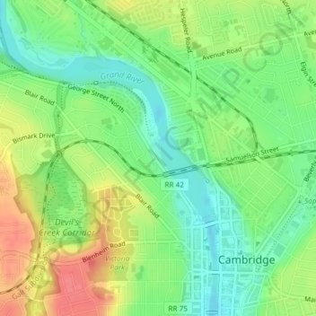 Mappa topografica Riverbluffs Park, altitudine, rilievo