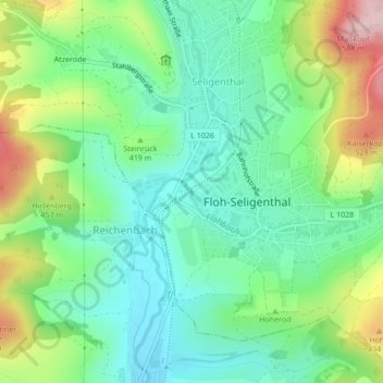 Mappa topografica Floh, altitudine, rilievo