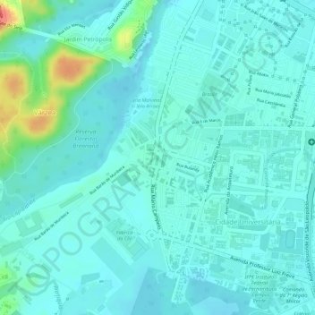 Mappa topografica Praça da Várzea, altitudine, rilievo