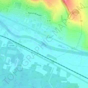 Mappa topografica L'Yonne, altitudine, rilievo