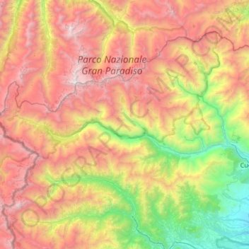 Mappa topografica Valle Orco, altitudine, rilievo
