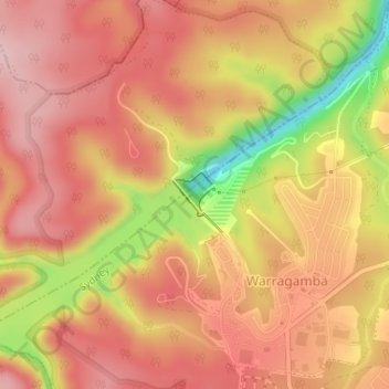 Mappa topografica Warragamba Dam, altitudine, rilievo