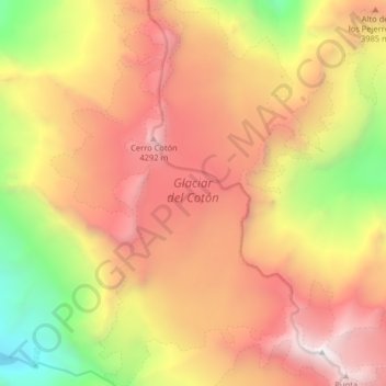 Mappa topografica Glaciar del Cotón, altitudine, rilievo